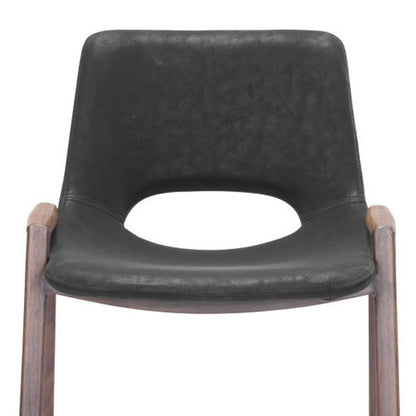 Set of Two 29" Black And Brown Faux Leather And Steel Low Back Bar Height Bar Chairs