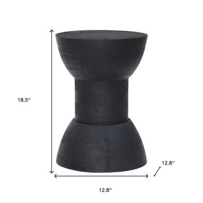 19" Black Solid Wood Backless Bar Chair