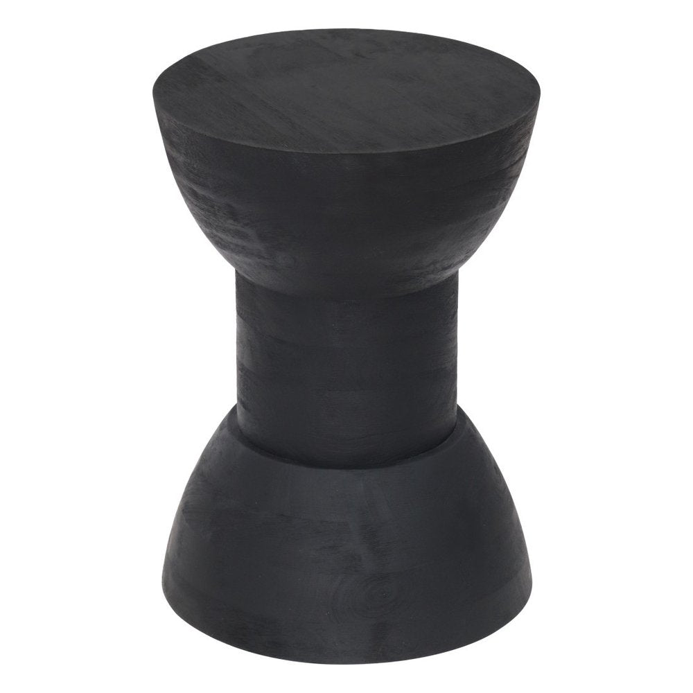 19" Black Solid Wood Backless Bar Chair