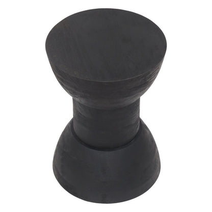 19" Black Solid Wood Backless Bar Chair