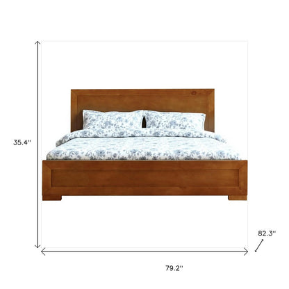 Oak Solid and Manufactured Wood Queen Bed Frame