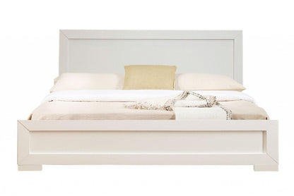 White Solid and Manufactured Wood Queen Bed Frame