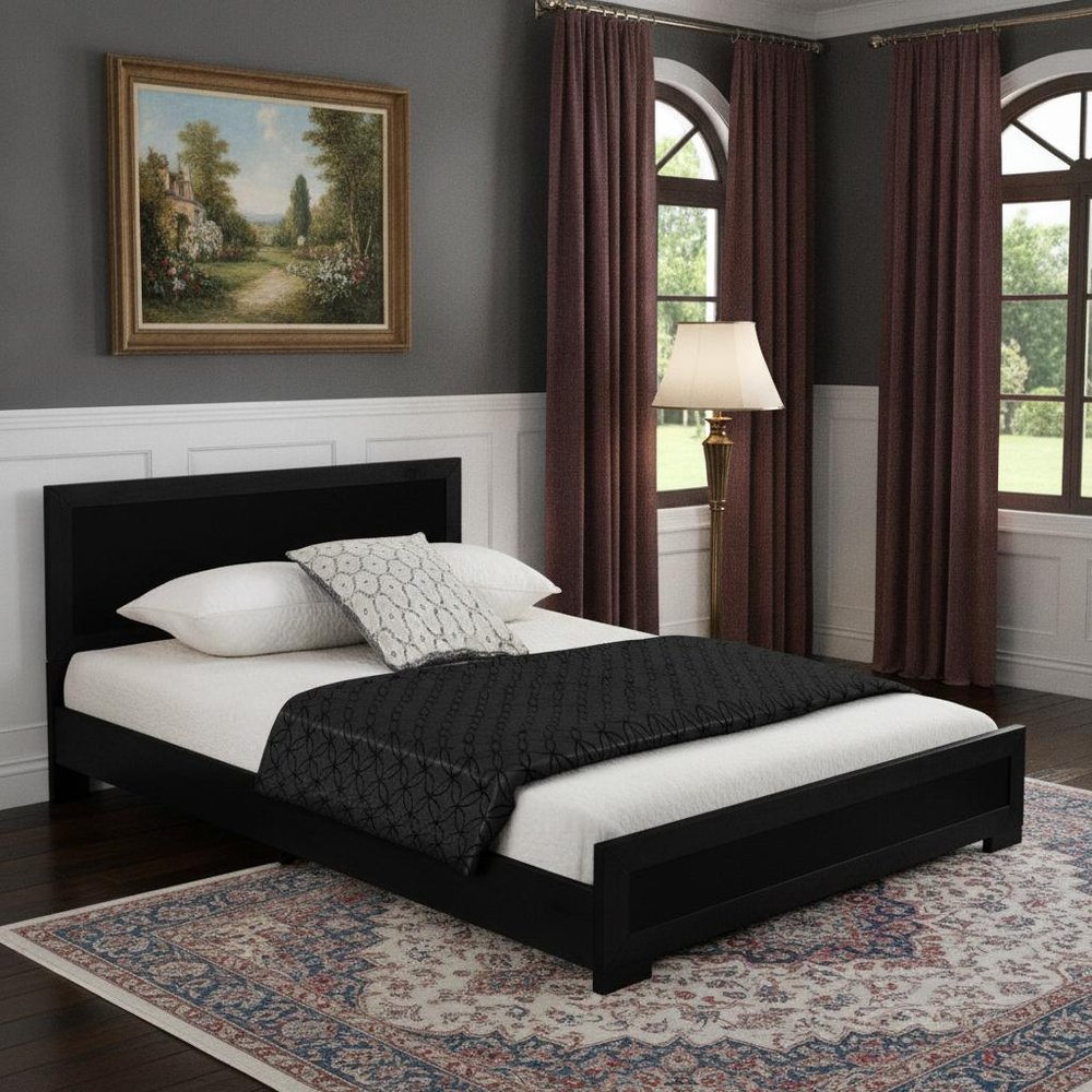Black Wood Queen Bed Frame