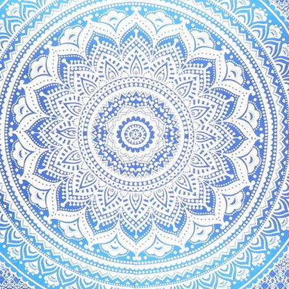 92" X 84" Blue And White Mandala Cotton Hanging Tapestry