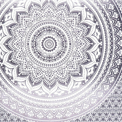 92" X 84" Gray And White Mandala Cotton Hanging Tapestry