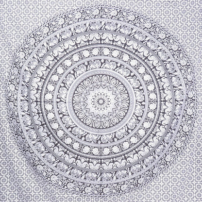 92" X 84" Black And White Mandala Cotton Hanging Tapestry