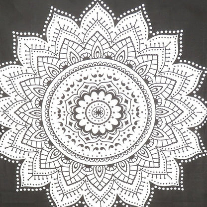 92" X 84" Black And White Mandala Cotton Hanging Tapestry