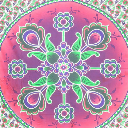 88" X 84" Green Pink And White Floral Cotton Hanging Tapestry