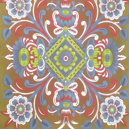 88" X 84" Green Red And White Floral Cotton Hanging Tapestry