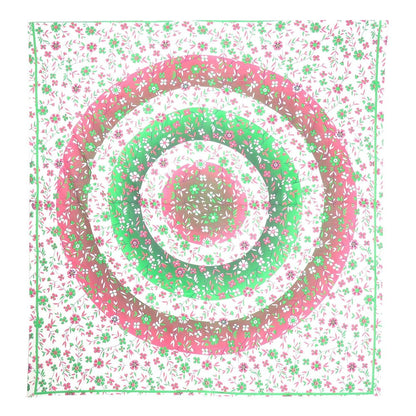 88" X 84" Green Red And White Floral Cotton Hanging Tapestry