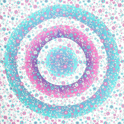 88" X 84" Pink Blue And White Floral Cotton Hanging Tapestry