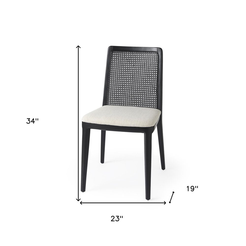 Set of Two Black Upholstered Fabric Cross Back Dining Side Chairs