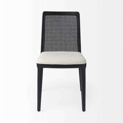 Set of Two Black Upholstered Fabric Cross Back Dining Side Chairs