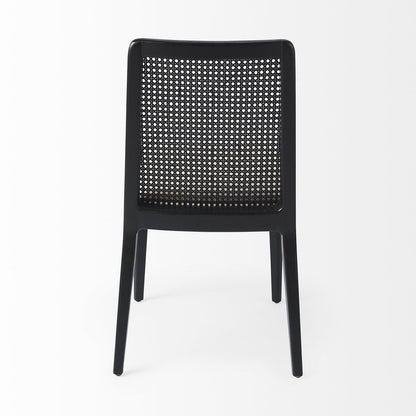 Set of Two Black Upholstered Fabric Cross Back Dining Side Chairs