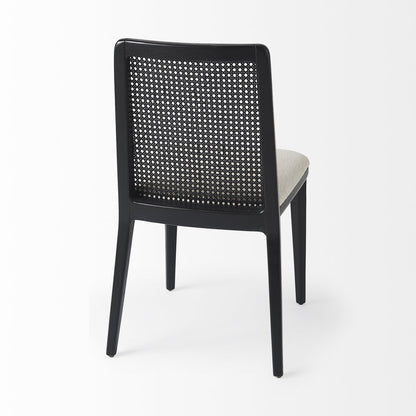 Set of Two Black Upholstered Fabric Cross Back Dining Side Chairs