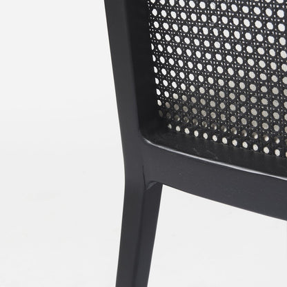 Set of Two Black Upholstered Fabric Cross Back Dining Side Chairs