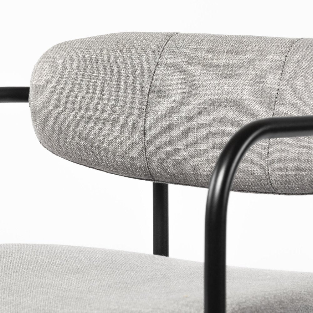 Set of Two Gray and Black Fabric Dining Arm Chairs