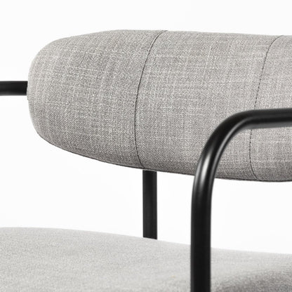 Set of Two Gray and Black Fabric Dining Arm Chairs