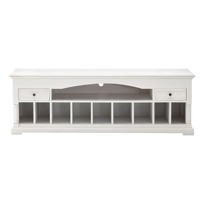 71" White Solid Console Table With Shelves And Drawers