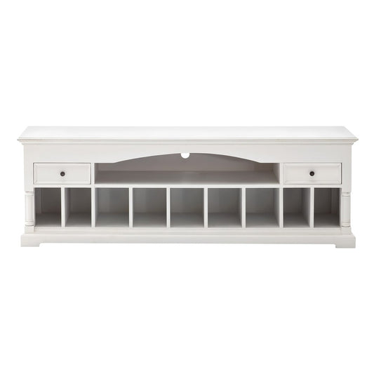 71" White Solid Console Table With Shelves And Drawers