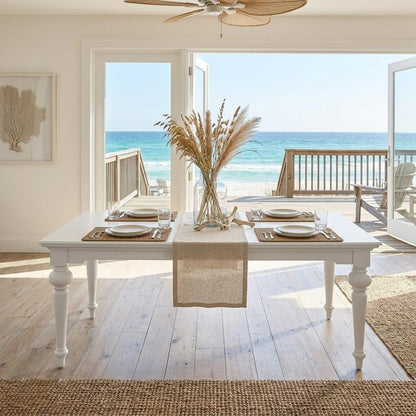 94" White Solid Wood Dining Table