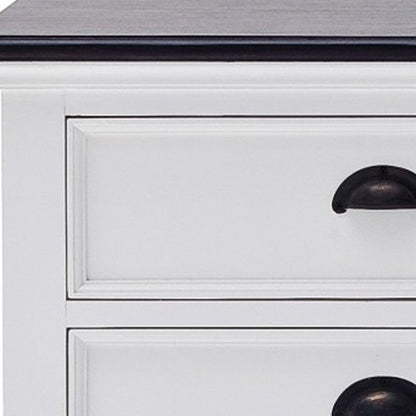 71" Black And White Solid Wood TV Stand