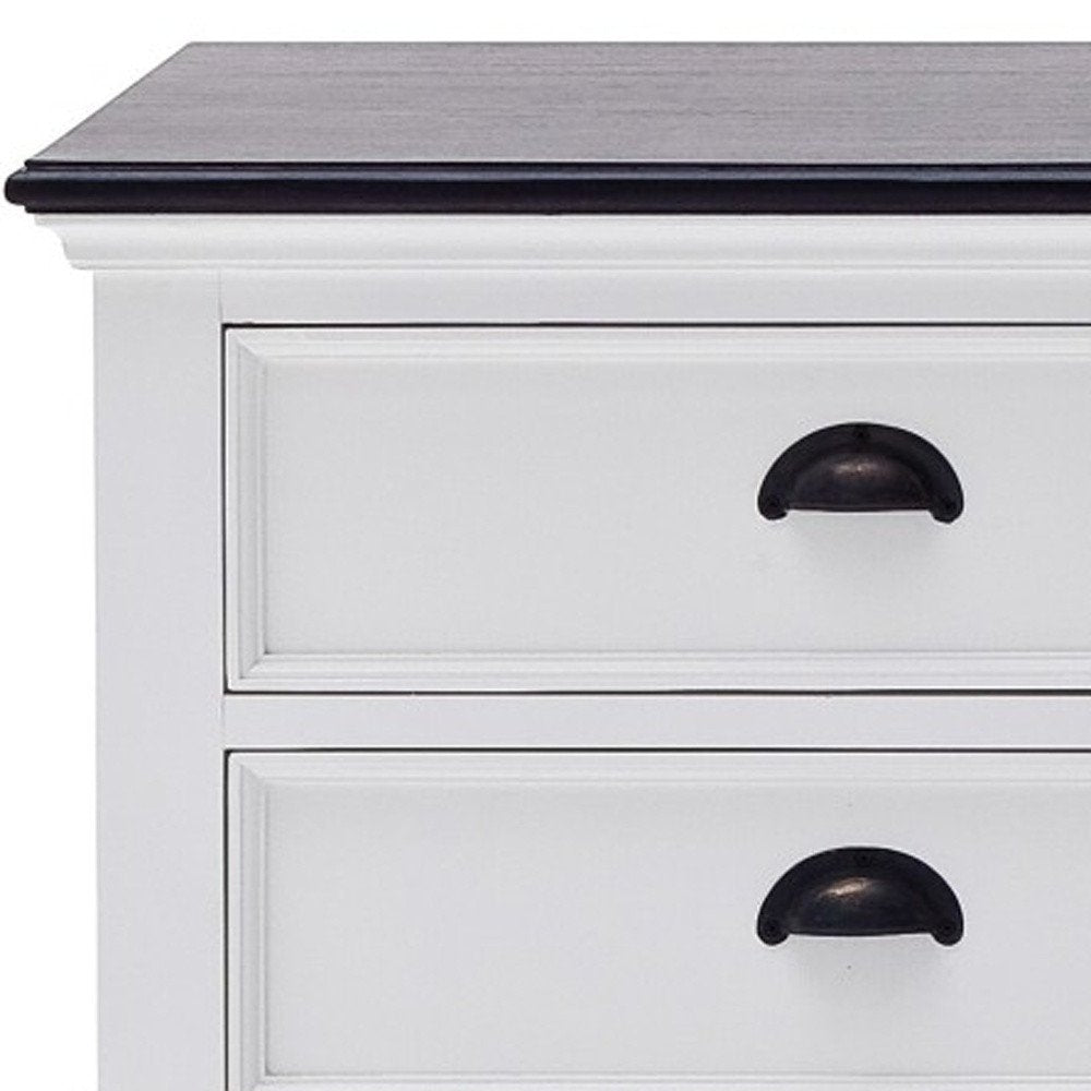 71" Black And White Solid Wood TV Stand