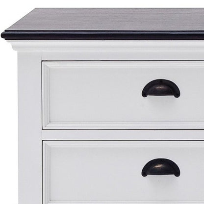 71" Black And White Solid Wood TV Stand