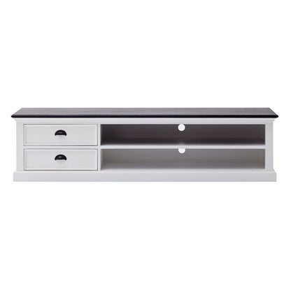 71" Black And White Solid Wood TV Stand