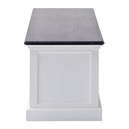71" Black And White Solid Wood TV Stand