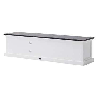 71" Black And White Solid Wood TV Stand