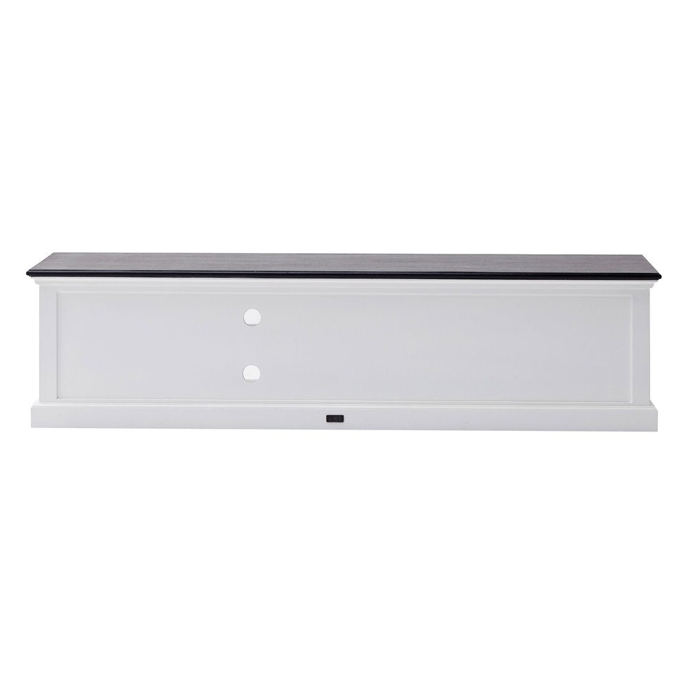 71" Black And White Solid Wood TV Stand