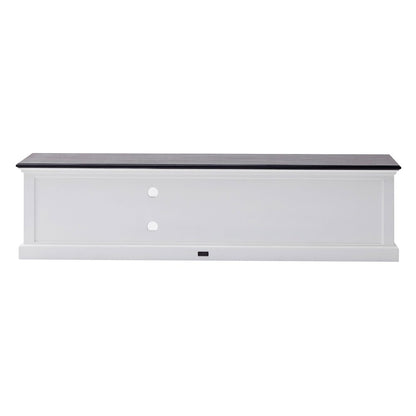 71" Black And White Solid Wood TV Stand