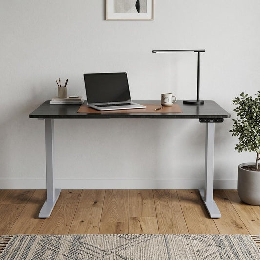 48" Adjustable Black and Gray Stainless Steel Computer Desk