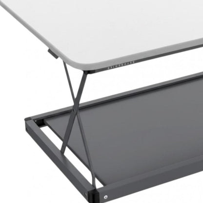 28" Adjustable White and Silver Stainless Steel Standing Desk Converter