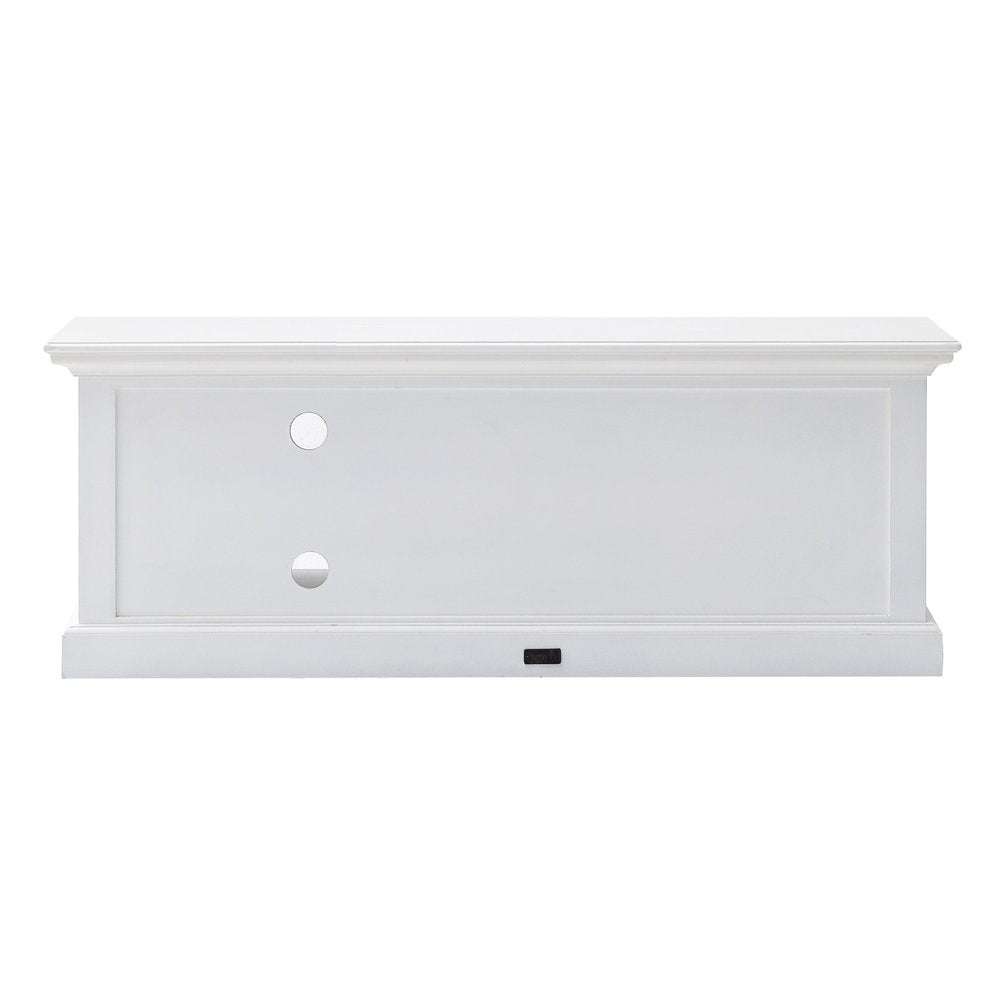 47" White Solid Wood Drawers and Open Shelving Entertainment Center