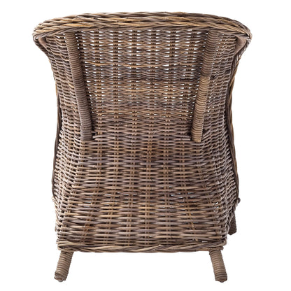 Set of Two Round Wicker Club Armchairs with Seat Cushion