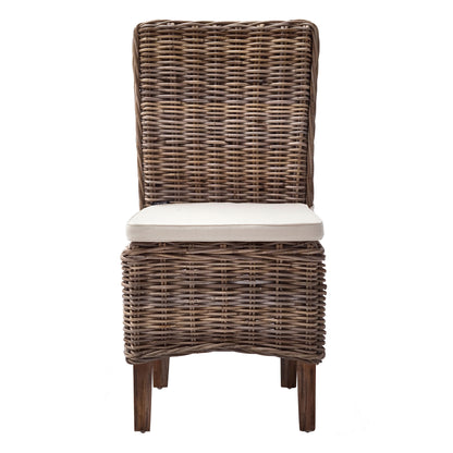 Set of Two Cream and Brown Dining Parsons Chairs