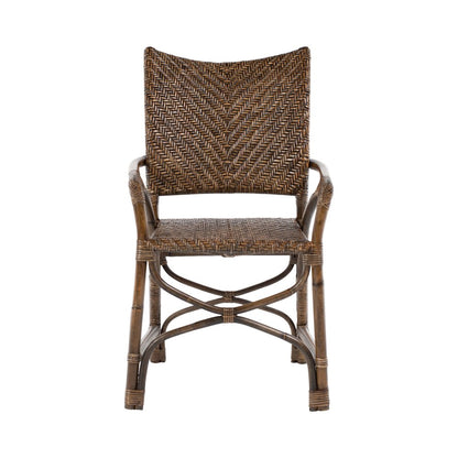 Set of Two Brown Open Back Dining Arm Chairs