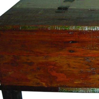 50" Brown Solid Wood Distressed Lift Top Coffee Table