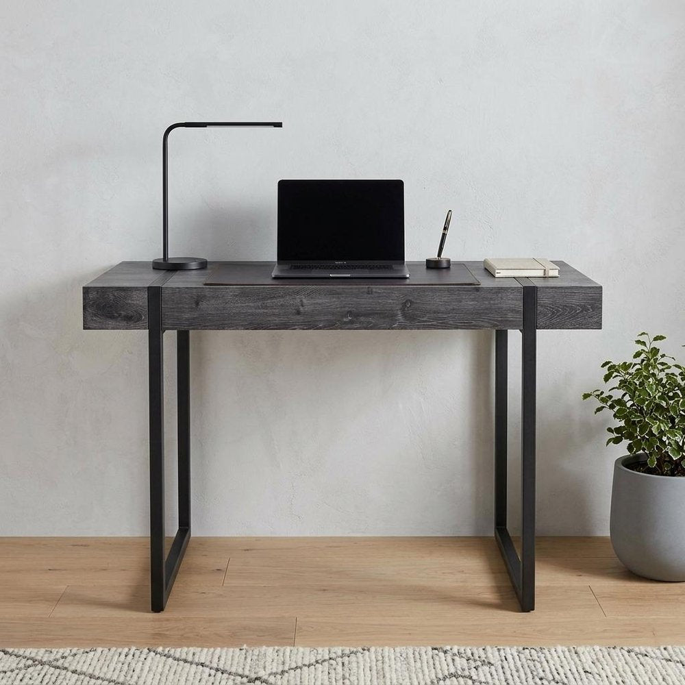45" Black Wood Sled Writing Desk