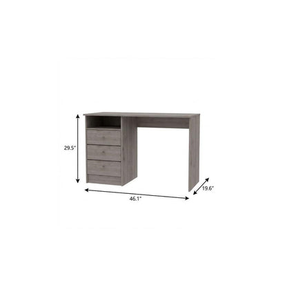 46" Light Gray and Brown Wood Computer Desk With Three Drawers