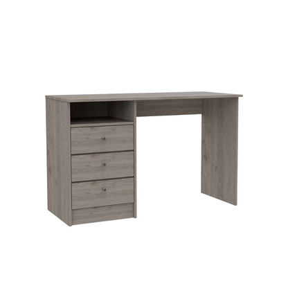 46" Light Gray and Brown Wood Computer Desk With Three Drawers