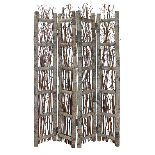 64" Brown Solid Wood Panel Screen Room Divider