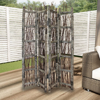 64" Brown Solid Wood Panel Screen Room Divider