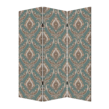 72" Green Folding Three Panel Screen Room Divider