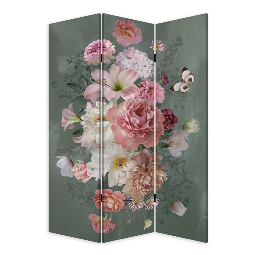 72" Green Folding Three Panel Screen Room Divider