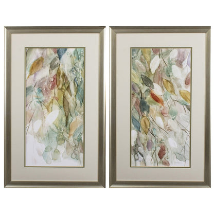 Set of Two Blue Leaves Framed Art
