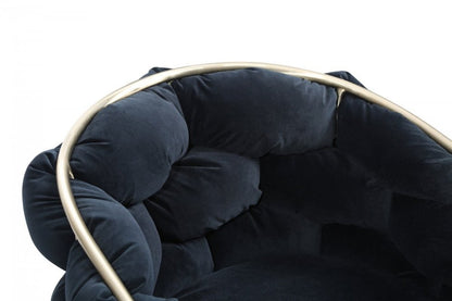 Black and Brass Upholstered Fabric Dining Arm Chair