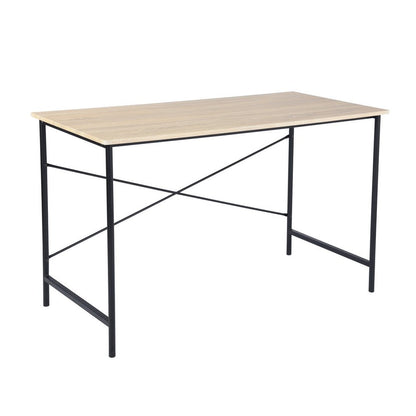 47" Natural and Black Wood and Aluminum Computer Desk